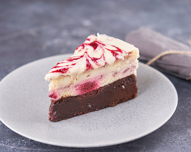 Trozo Cheesecake Brownie Frambuesa Chocolate Blanco